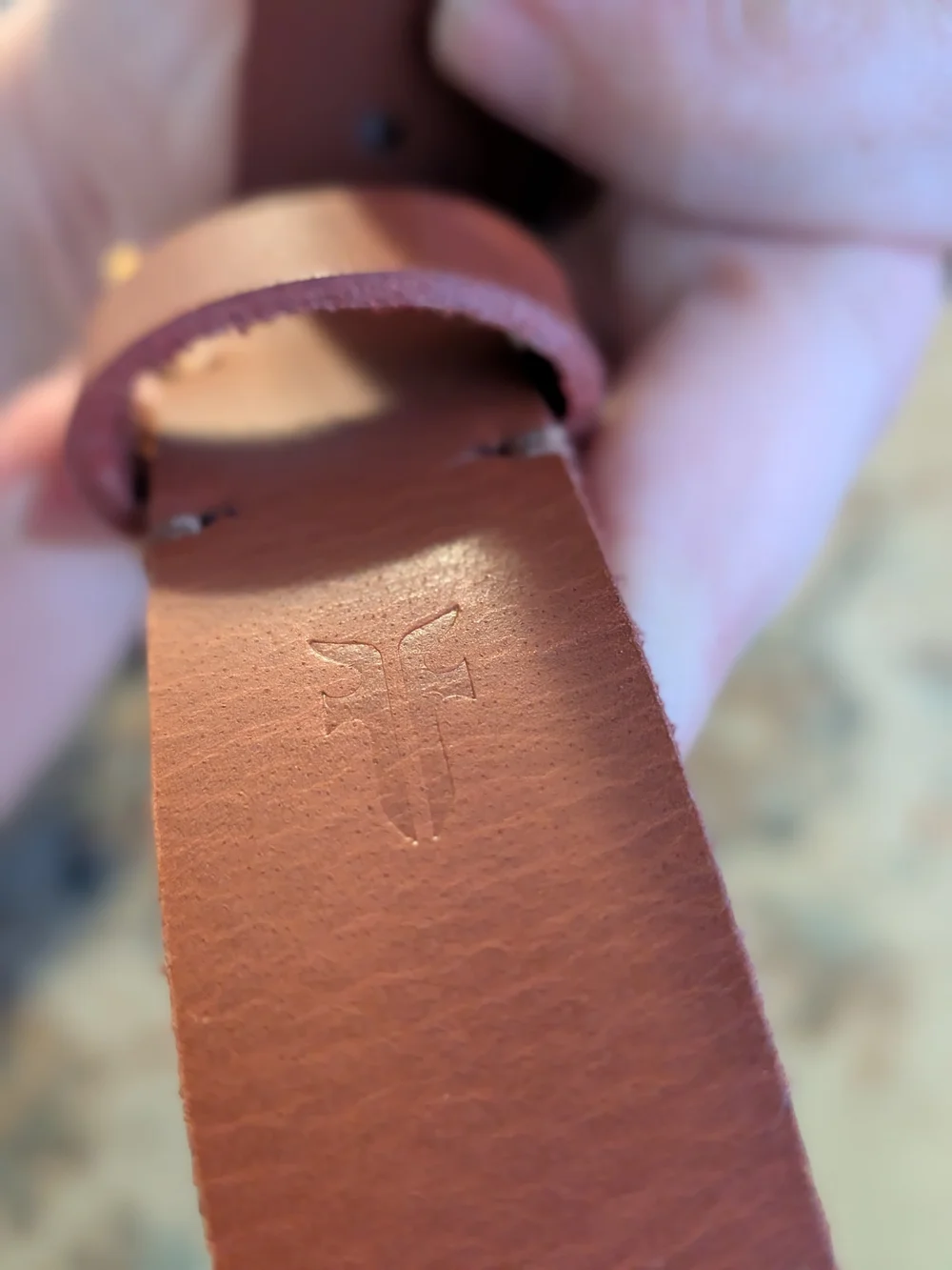 Frye Women's Brown Leather Belt with Brass Buckle - 1X/2X NWOT